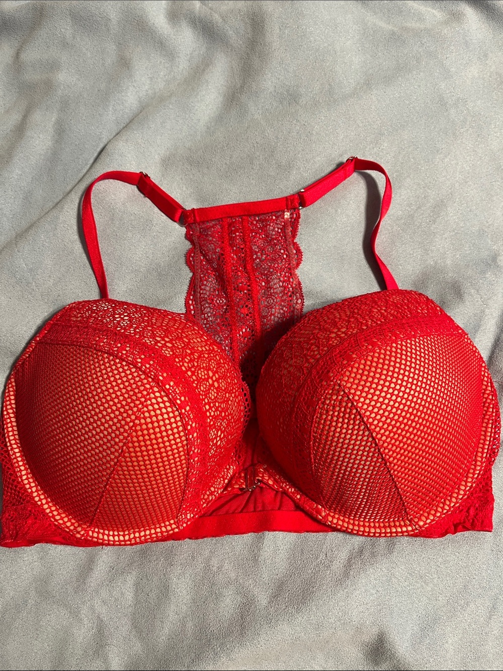 Victoria's Secret Red Lace Push-Up Racerback Bra 36D